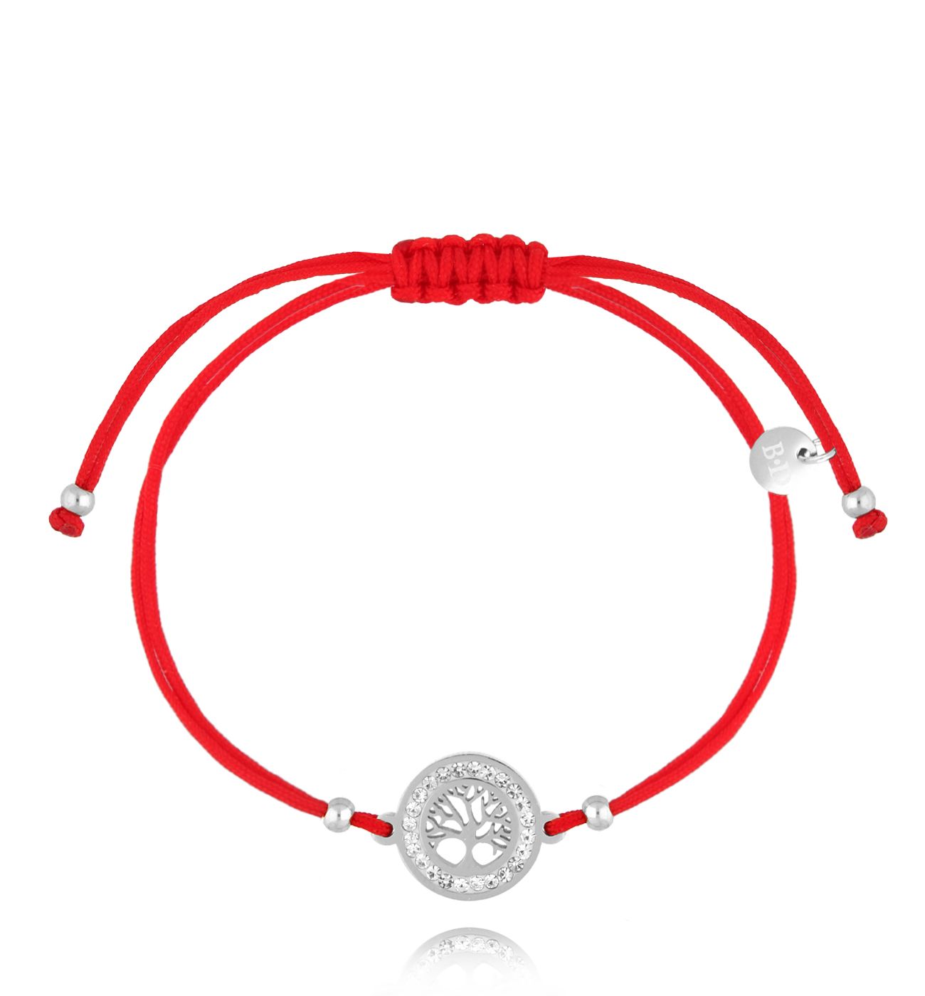 Bransoletka czerwona ze srebrnym drzewkiem Grasse BGL0991 - By Dziubeka