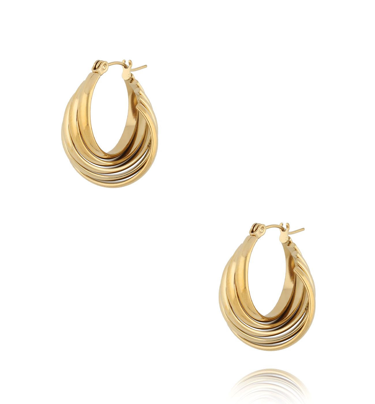 Kolczyki złote karbowane Skyline Sparkle - By Dziubeka