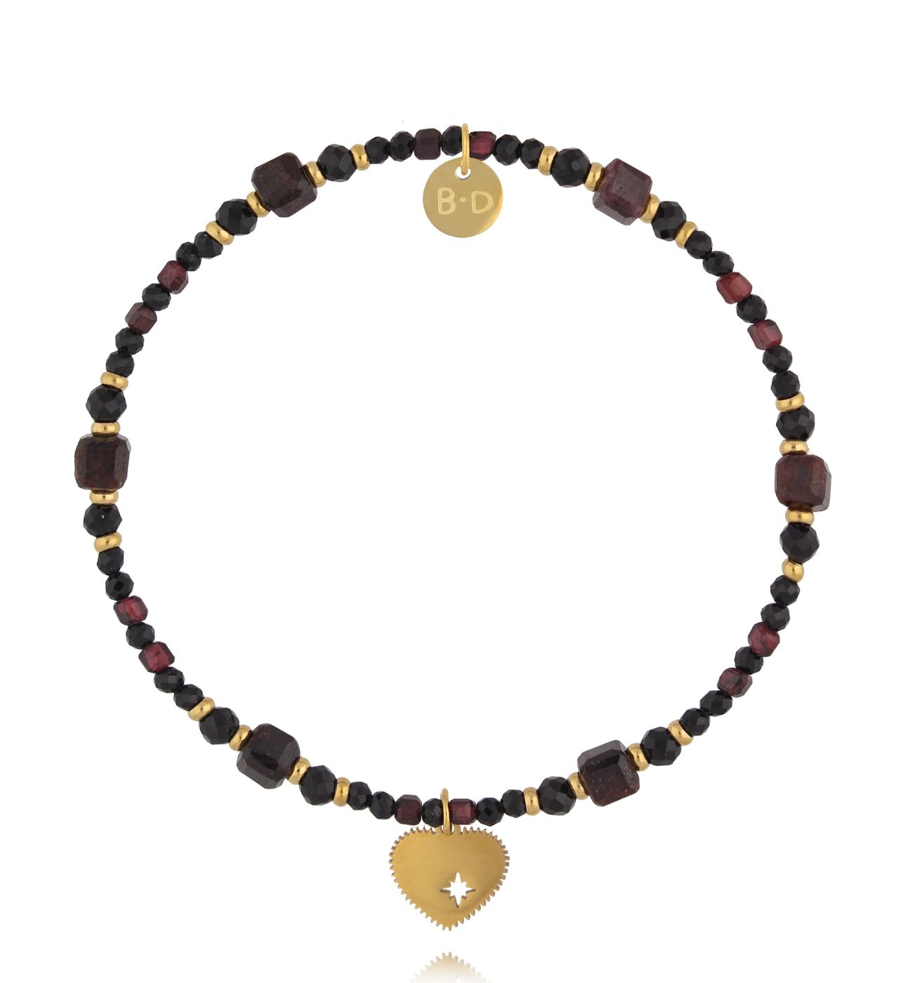 Bransoletka z granatami i turmalinami z sercem BTW3486