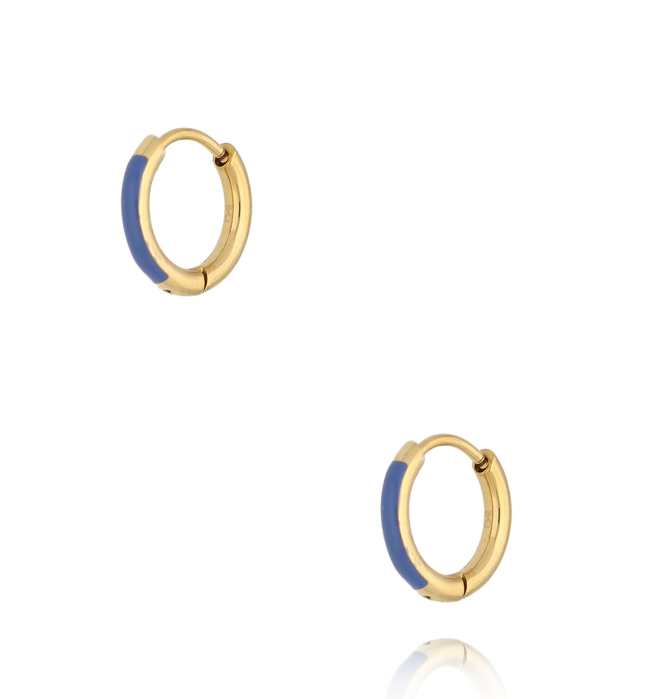 Kolczyki złote koła z niebieską emalią Enamel Small Hoops KSA1604