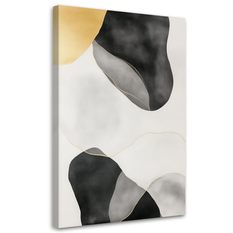 Obraz do salonu Feeby Abstrakcja w plamy Złoty Szary Czarny 80x120cm 1szt