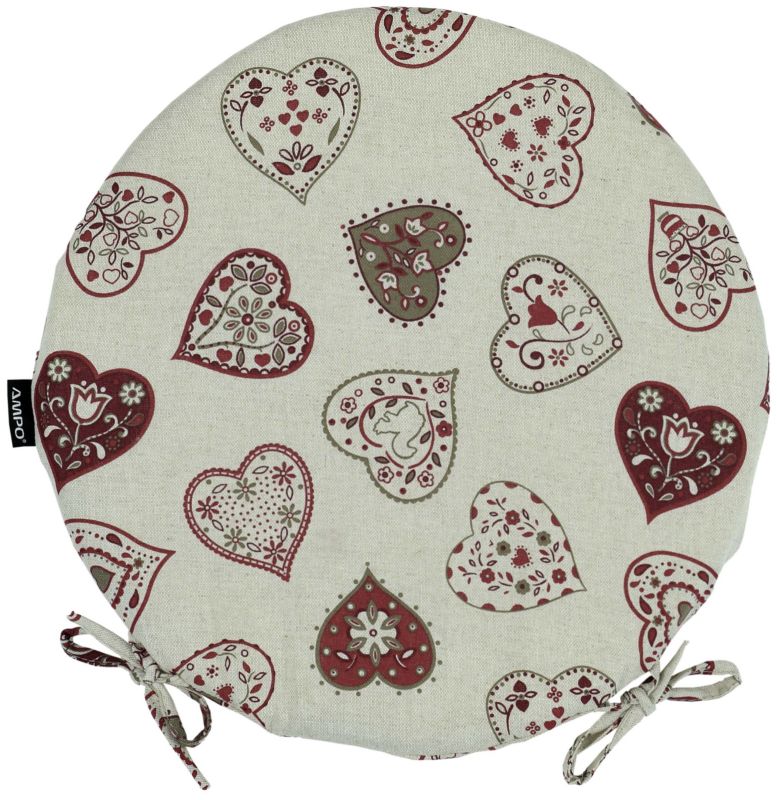 Poduszka na krzesło okrągłe poduszka okrągła AMPO beżowy bordowy 1 szt.