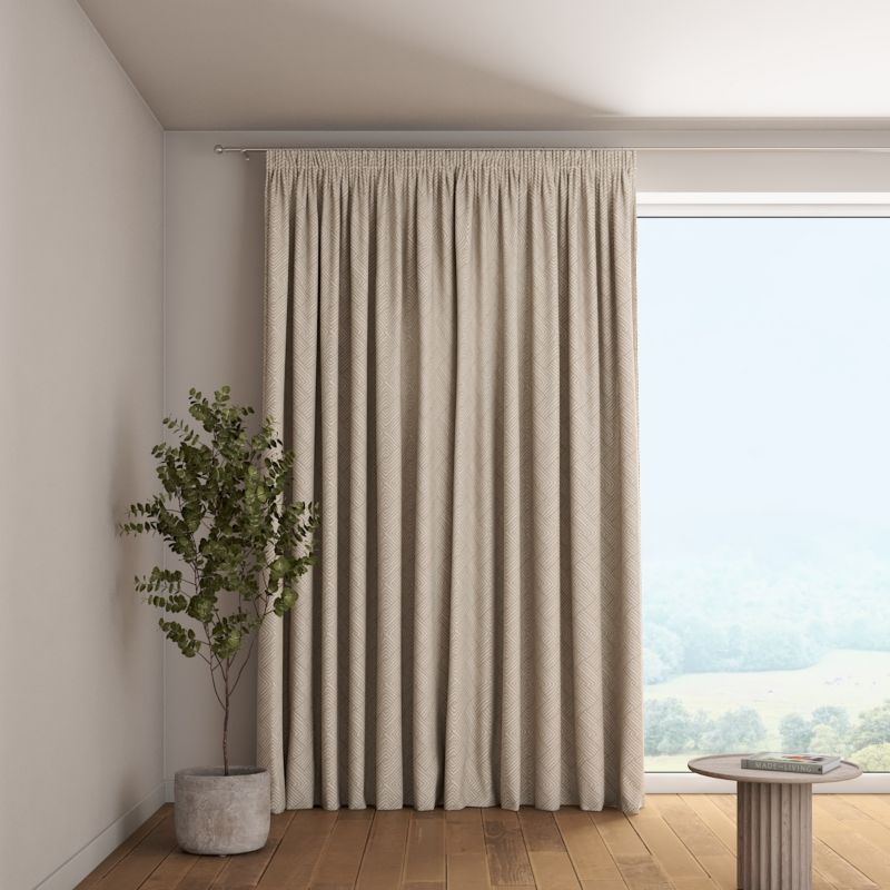 Zasłona na taśmie marszczącej 1 szt. 130 x 260 cm Dekoria beżowo-kremowe geometryczne wzory 1 szt.