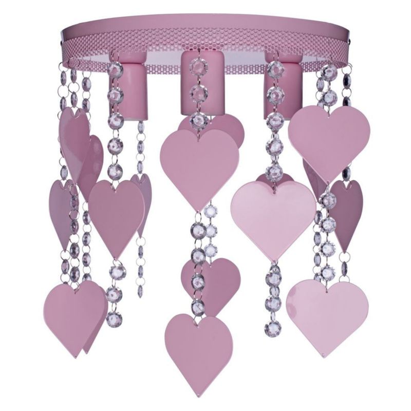 Lampa wisząca Milagro Corazon różowo-przezroczysty wym: 35 x 30 x 30 cm 3xE27 x 60W metal 1 szt.