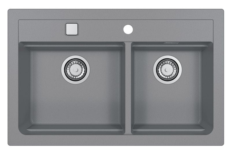 Zlewozmywak granitowy Alveus Atrox 50 kol. 81 beton (79x50cm) 2-komorowy 1szt.