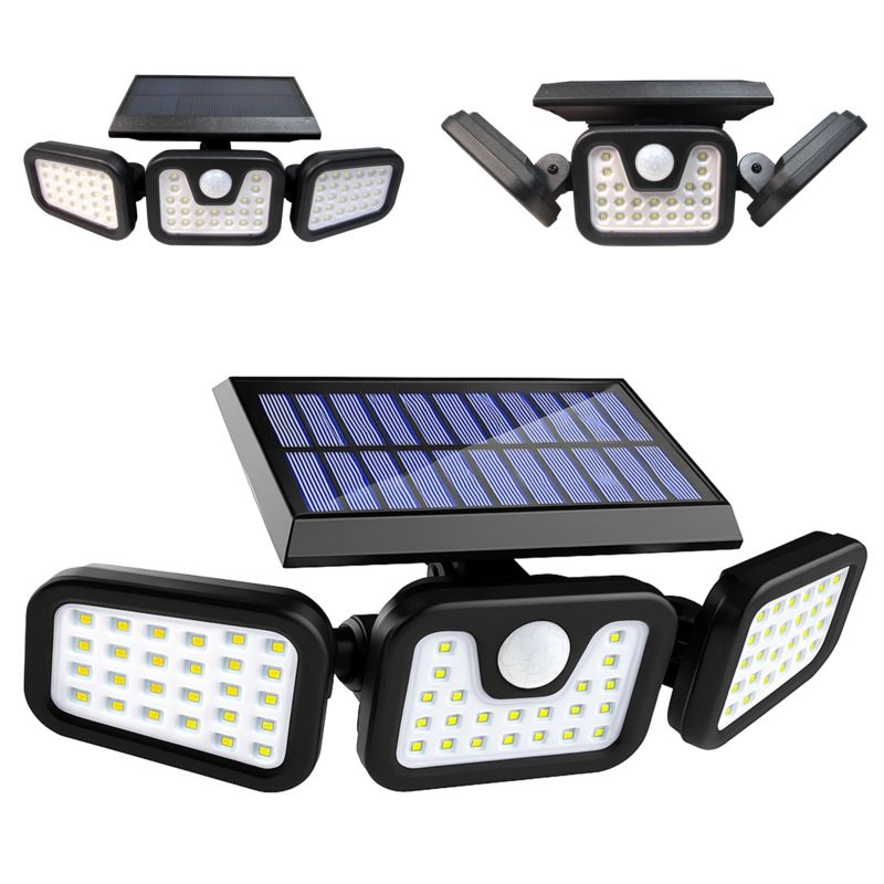 Naświetlacz LED MasterLED Solar PIR 74xSMD 15W IP65 5500K zimna biel czarny 1 szt.