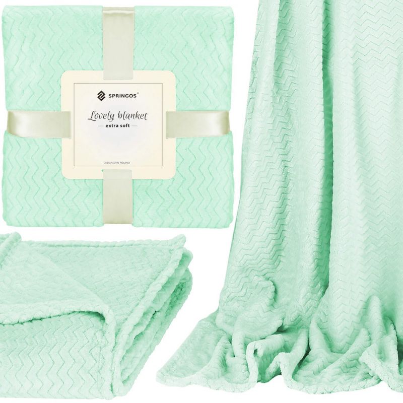 Narzuta na łóżko, pled Springos 160x200 cm tłoczony dwustronny zygzak 1 szt.