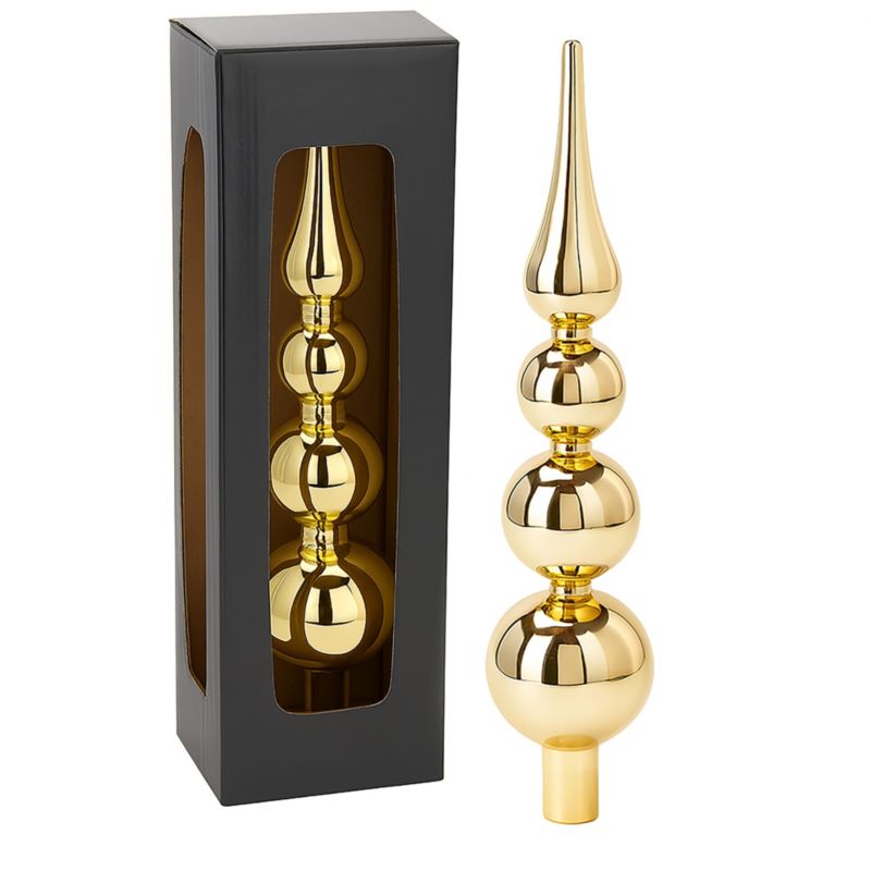 Czubek Na Choinkę EDANTI Szpic Dekoracja Świąteczna Szklana 28 cm Złota 1 szt.