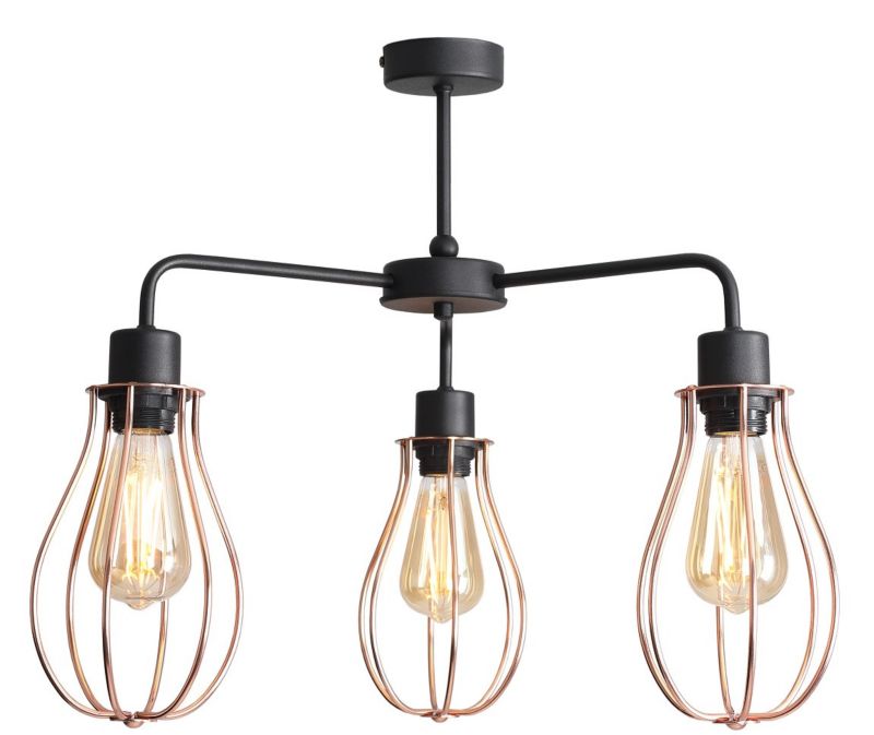 Lampa wisząca Aldex Allegra czarna-mosiądz wym: 73 x 56 x 56 cm 3xE27 x 60W 1 szt.