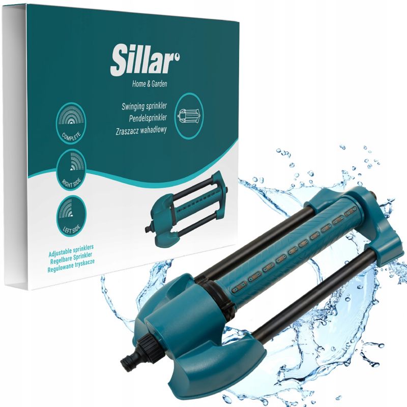 Zraszacz ogrodowy, Sillar, wahadłowy, oscylacyjny, regulowany, obszar 240m2, 20 dysz, zestaw, 1szt