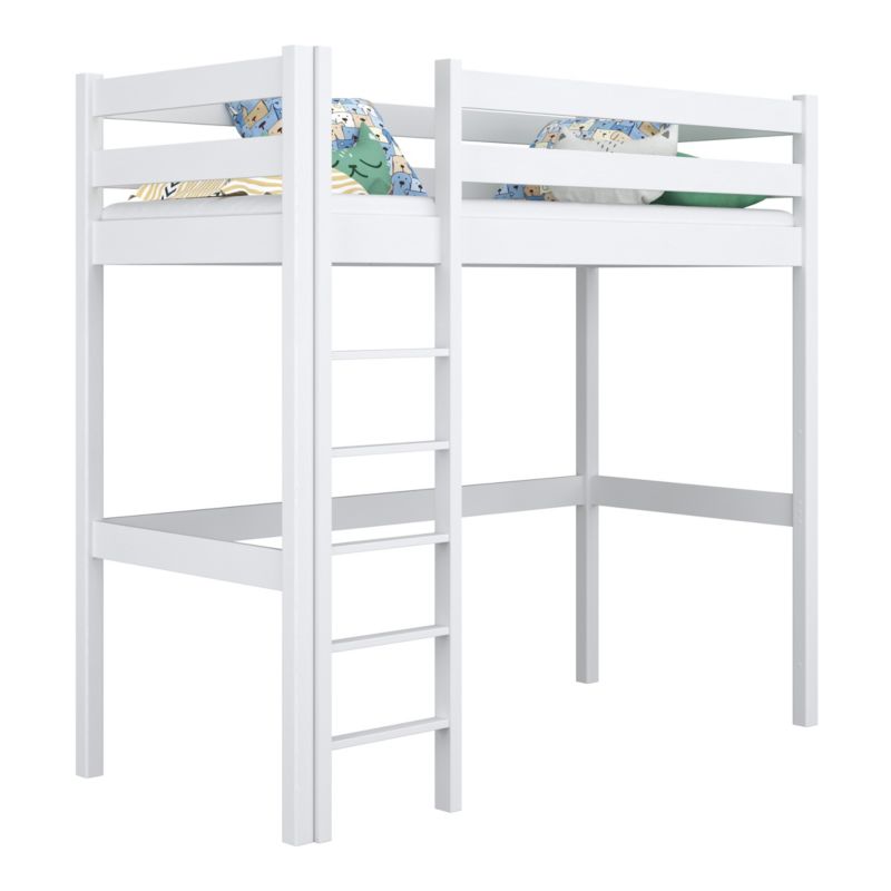 Drewniane łóżko na antresoli N-WOOD N05 100x200 biały 1 szt.