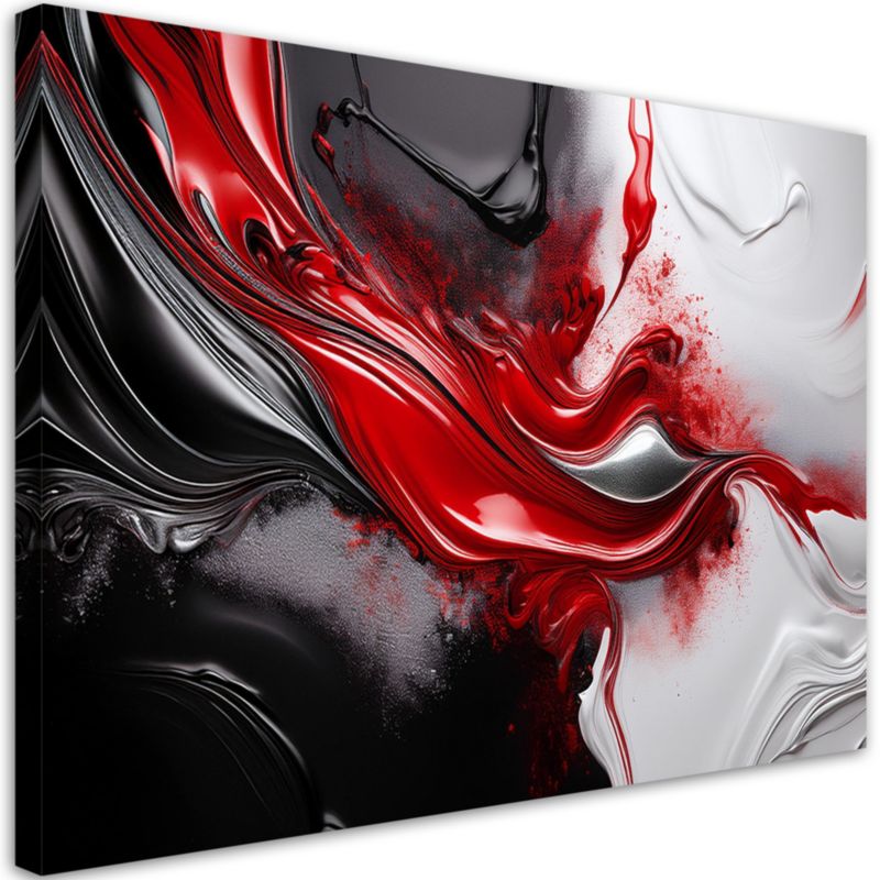 Obraz na płótnie Feeby Abstrakcja Czerwony Czarny 3D 100x70cm 1szt