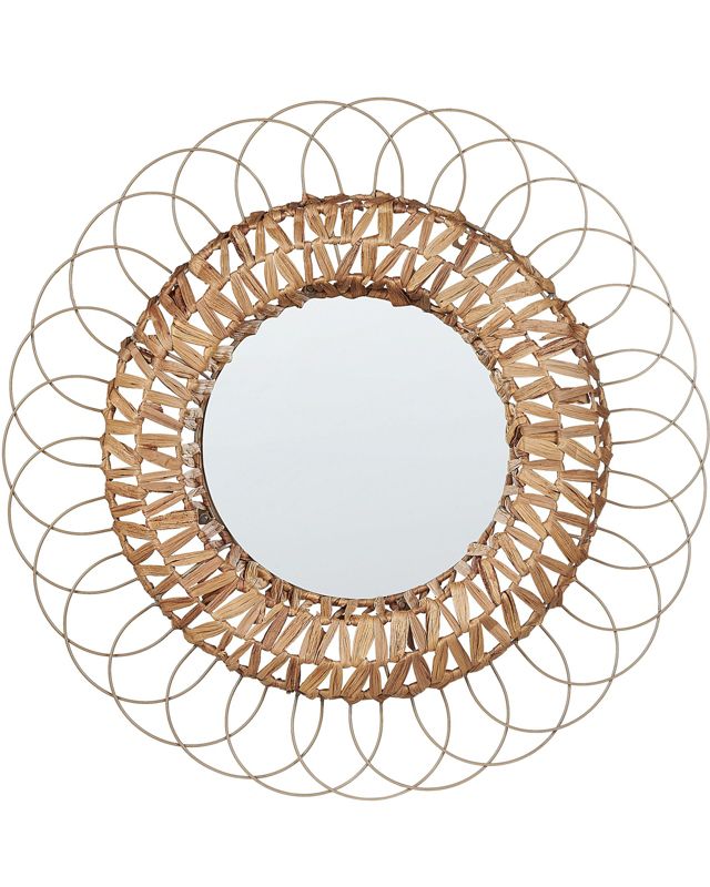 Lustro ścienne Pamol 67 cm 67 cm Plecionka Naturalny 1 szt.