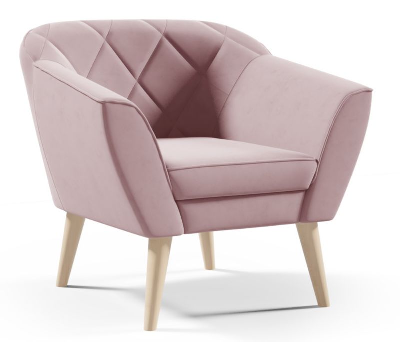 Fotel skandynawski tapicerowany Sofello welur różowy 80x75x90 cm 1 szt