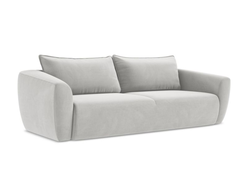 Kanapa 3-osobowa z funkcją spania LaMiaSofa PISA z tkaniny welwetowej 238x102 cm srebrny 1 szt.