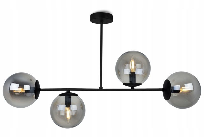 Lampa sufitowa wisząca Light Home LH Tulza 4x E14 40W klosz czarny/dymiony 1szt.