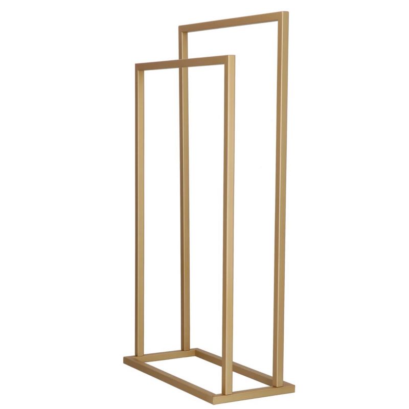 Wieszak łazienkowy na ręczniki Springos 86 cm metalowy stojak wolnostojący dwa ramiona, złoty 1 szt.