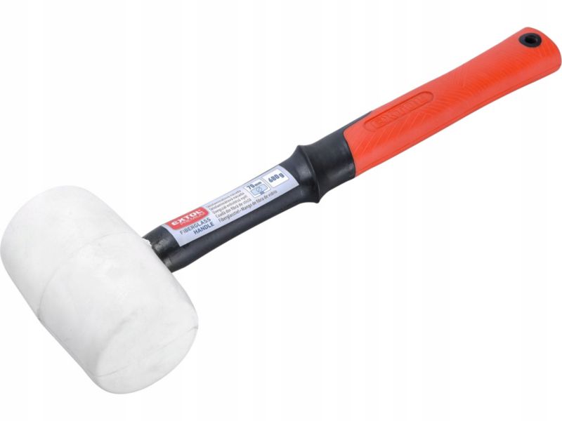 Młotek gumowy Extol Premium brukarski blacharski bezodrzutowy wzmocniony biały 70mm 1szt