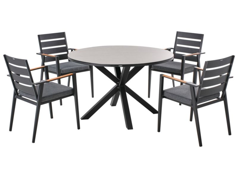 Zestaw ogrodowy dla 4 osób Maletto/taviano z poduszkami Metal Szary/ czarny 1 kpl