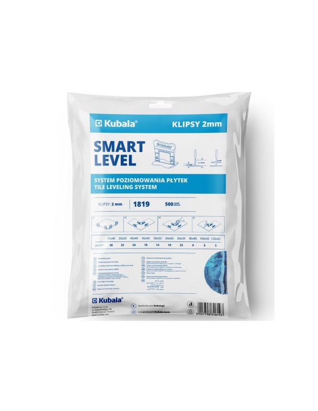 Klipsy Kubala Smart Level 2,0 mm paczka 500 sztuk