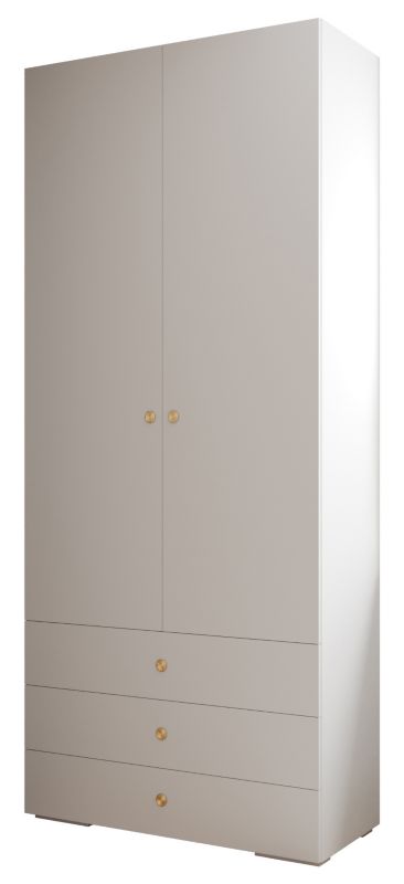 Szafa z szufladami wysoka Abiks INOVA 2 2D 3SZ biały+złoty 1 szt.
