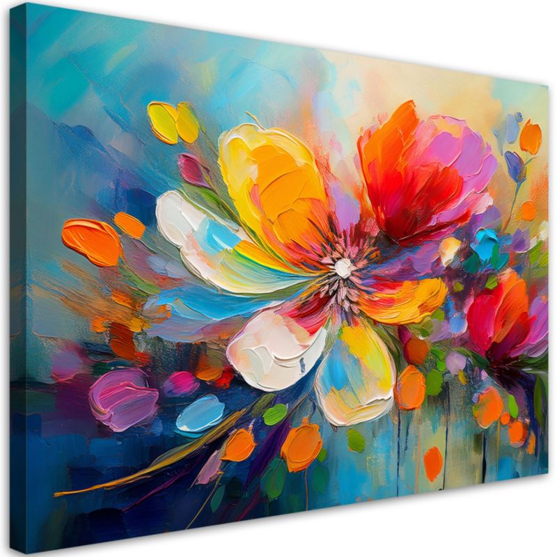 Obraz do salonu sypialni Feeby Kolorowy Kwiaty Malowane 100x70 cm 1szt