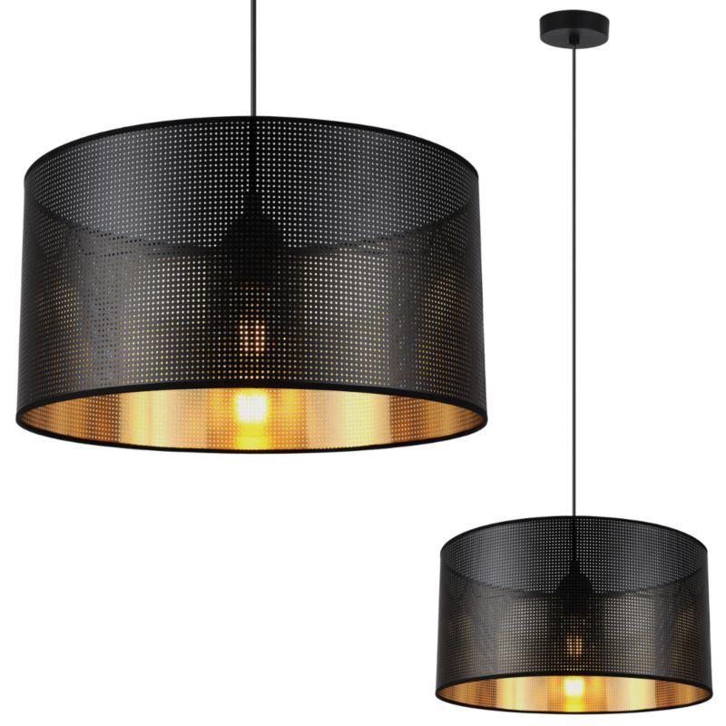 Lampa sufitowa wisząca Light Home LH Asti 1x E27 60W czarny/złoty klosz 35cm 1szt.