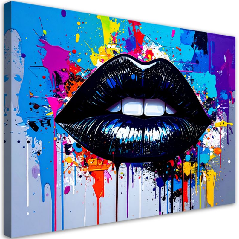 Obraz nowoczesny do sypialni salonu Feeby Czarne Usta Kobiety Abstrakcja 120x80cm 1szt
