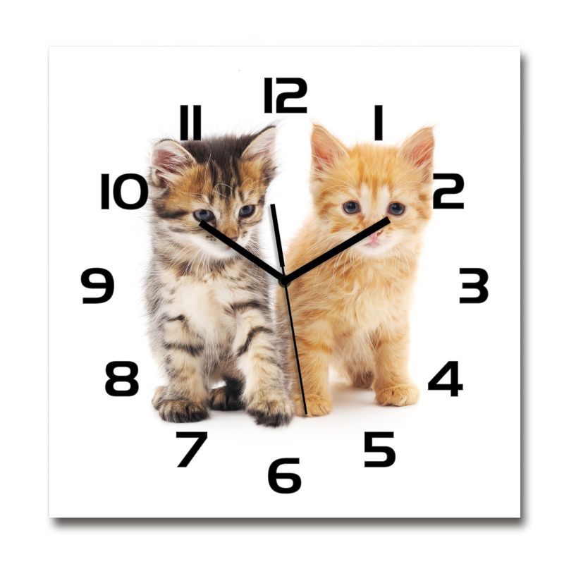 Zegar szklany Tulup Brązowy i rudy kot czarne wskazówki 30x30 cm cm cichy 1 szt.