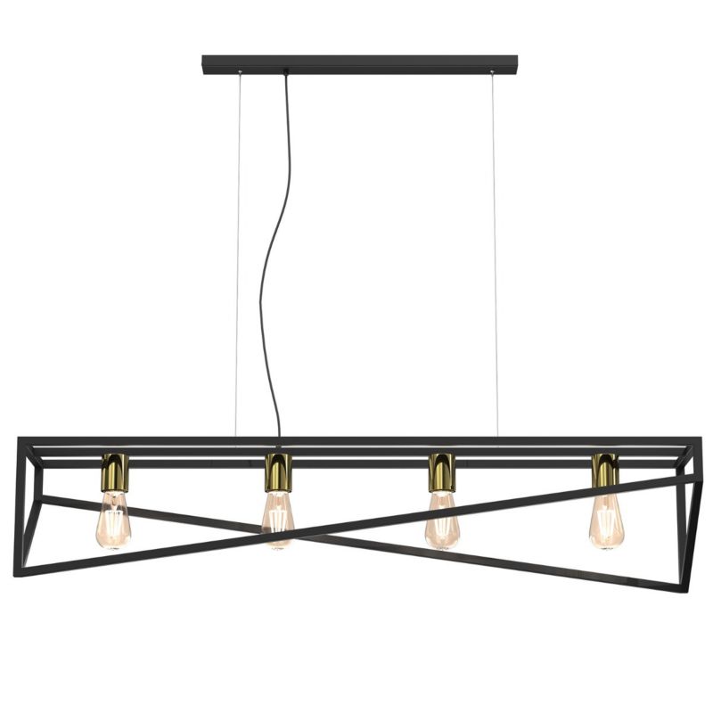 Lampa wisząca Luminex Gote 1216 czarny mat-złoty połysk industrialna 4xE27 x 15W 1 szt.