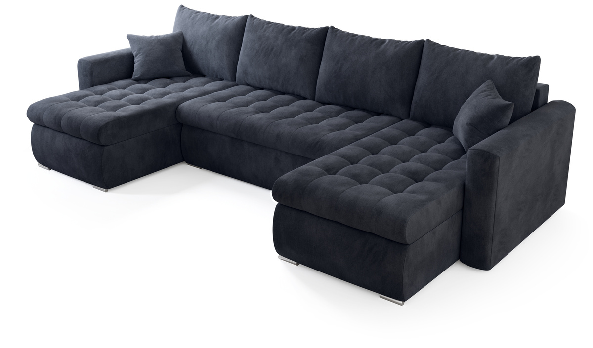 Grafitowy nowoczesny narożnik do salonu z funkcją spania LUIS U