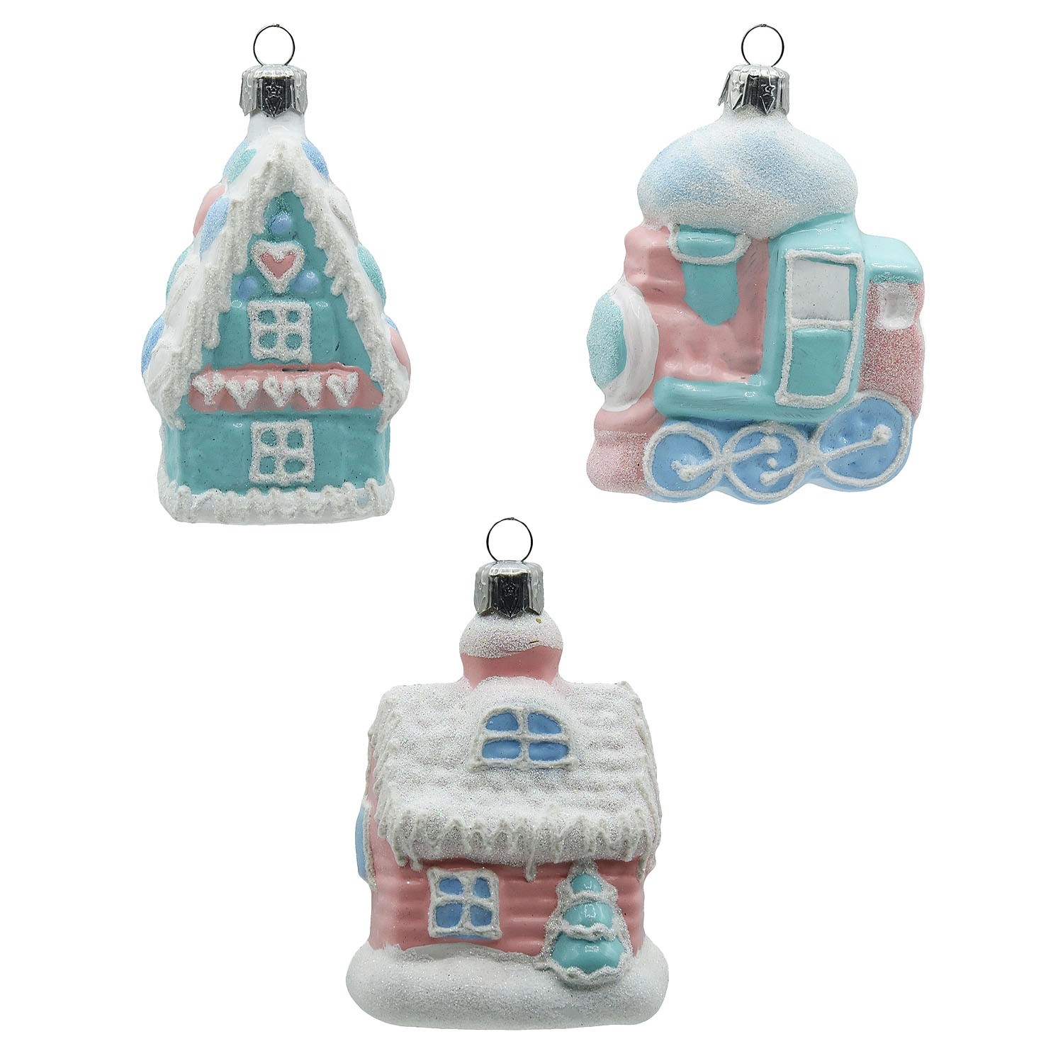 Bombka szklana formowana, mix - 9 cm