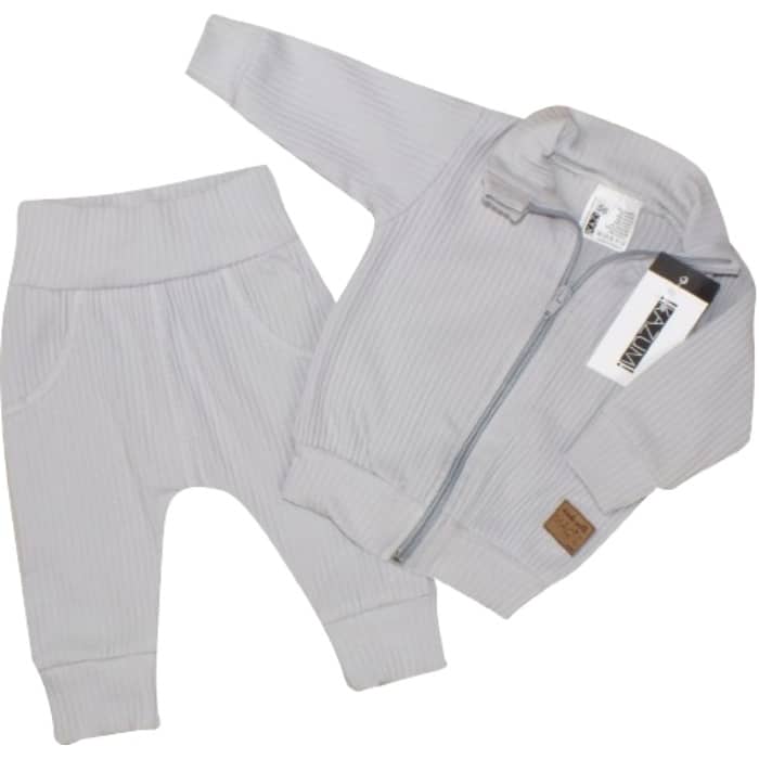 KAZUM PRĄŻKOWANY KOMPLET DRES BLUZA BEZ KAPTURA + SPODNIE SILVER GRAY ZZ - 56