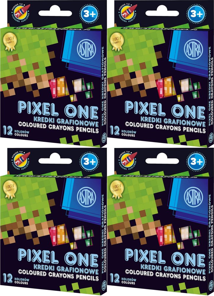 4x Kredki grafionowe okrągłe Astrakids Pixel One, 12 sztuk, mix kolorów
