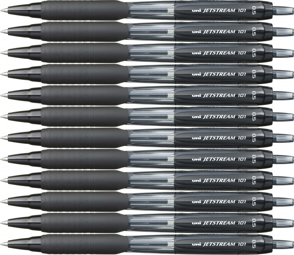 12x Długopis automatyczny Uni SXN-101 Jetstream, 0.5mm, czarny