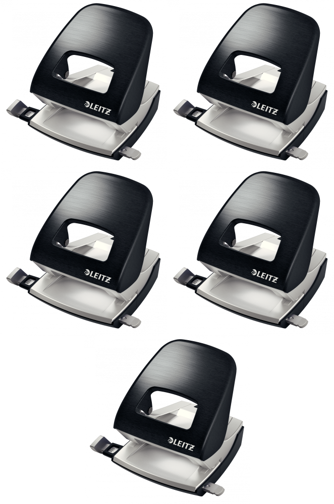 5x Dziurkacz Leitz NeXXt Series Style, do 30 kartek metaliczny czarny