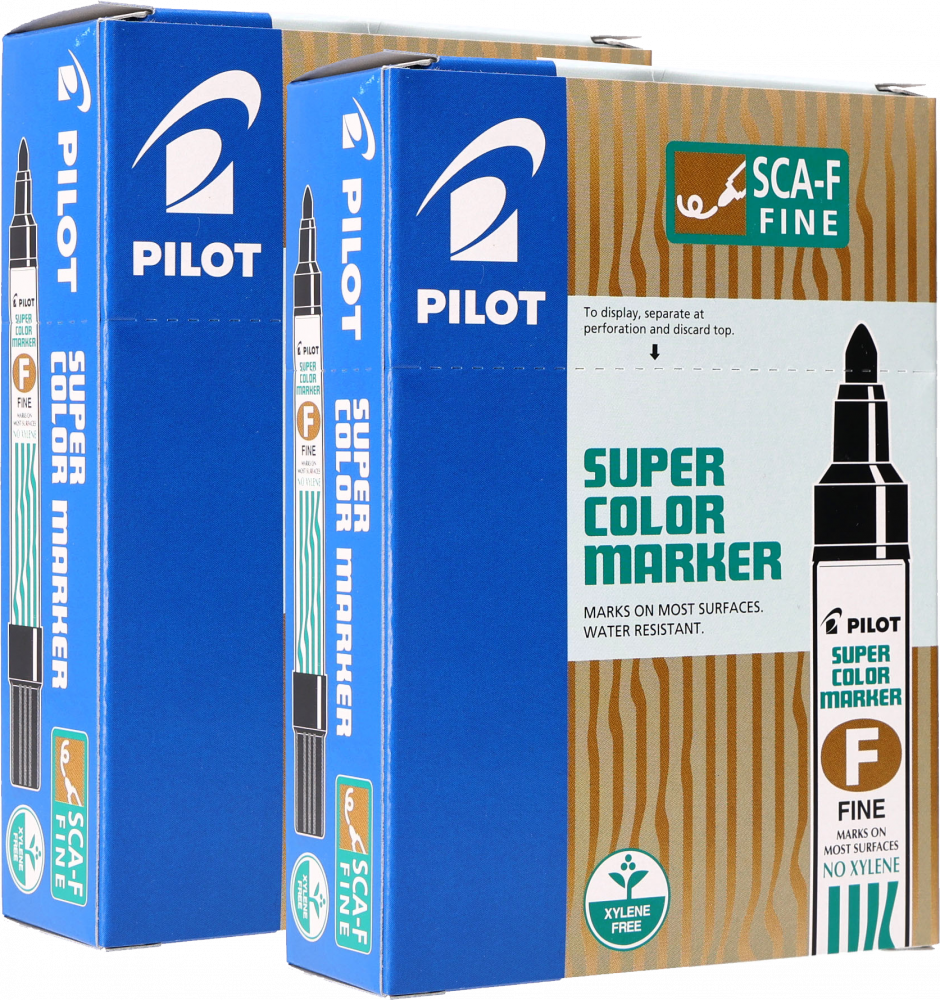 24x Marker permanentny Pilot SCA-F, okrągła, 1mm, czarny