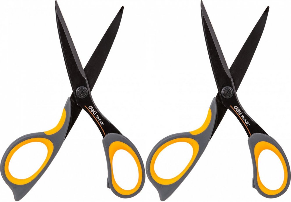 2x Nożyczki Deli Soft Touch, 17.5cm, szaro-żółty