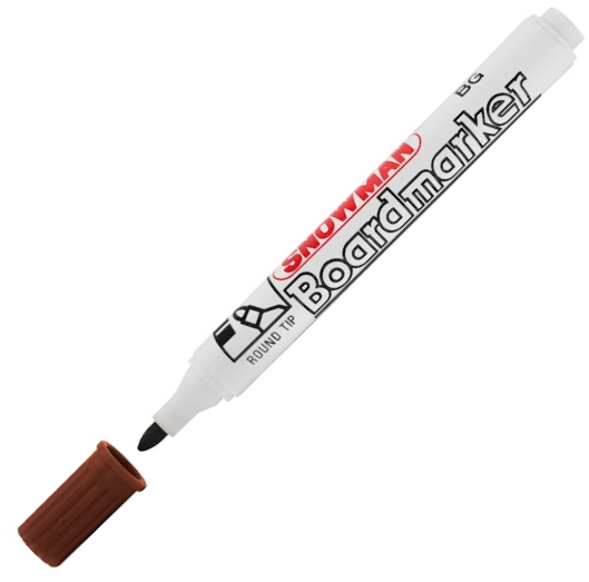 Marker suchościeralny Snowman Boardmarker, okrągła, 1.5-3mm, brązowy