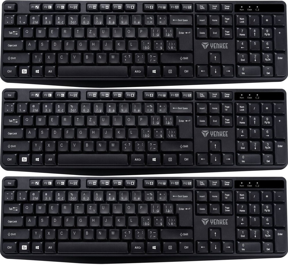 3x Klawiatura bezprzewodowa Yenkee YKB 2020CS Prime, czarny