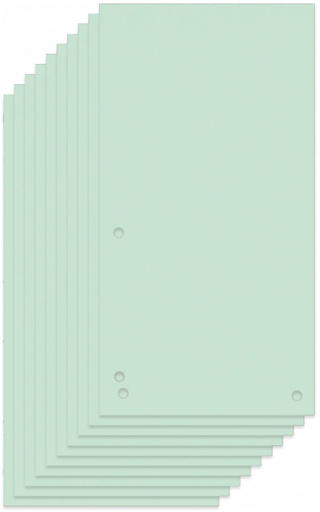 10x Przekładki do segregatora Donau, kartonowe, 1/3 A4, 100 kart, mix kolorów zielonych