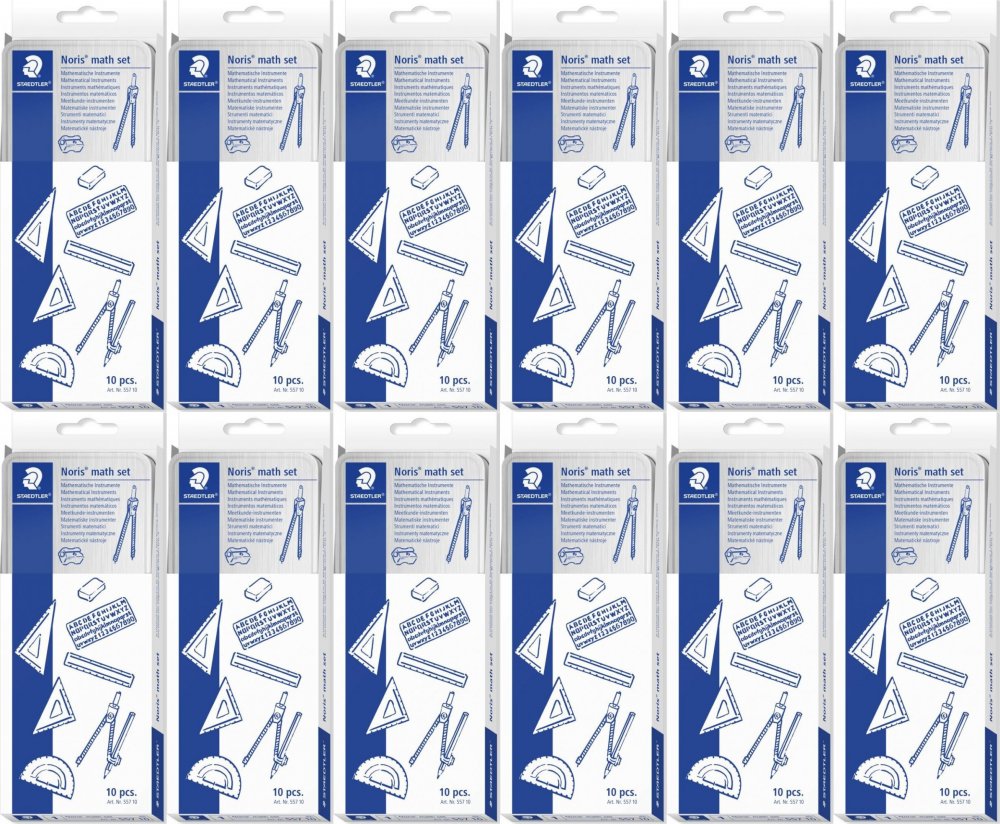 12x Zestaw geometryczny Staedtler S-557-10, w metalowym etui, 10 elementów