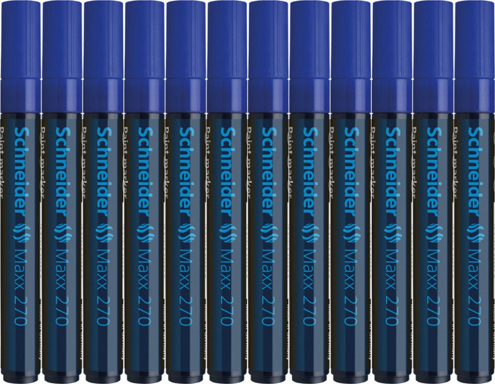 12x Marker olejowy Schneider, Maxx 270, okrągła, 1-3 mm, niebieski