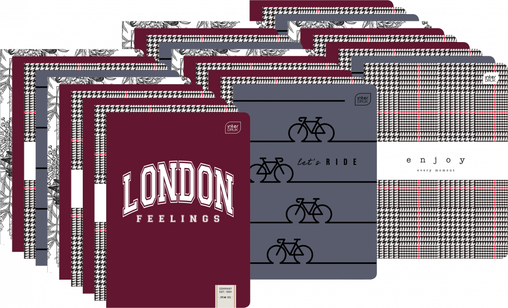 30x Zeszyt w linie Interdruk, A5, miękka oprawa, 96 kartek, mix wzorów