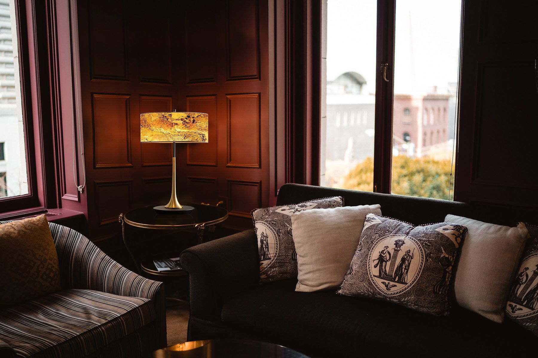 Abigali Marble Stone lampa stołowa 1x40 W złota-szara MTLR-6630-601B