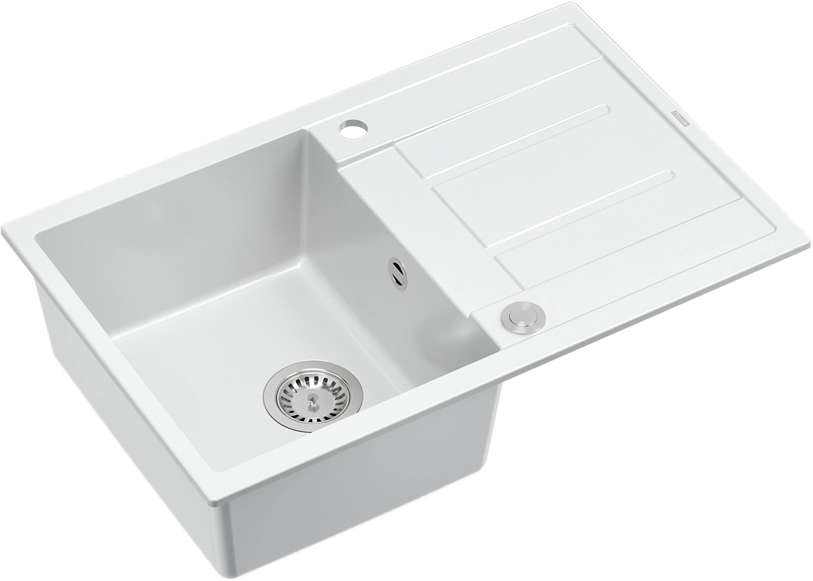 Quadron Morgan 111 zlewozmywak 78x50 cm wpuszczany GraniteQ snow white/stal HB8203U1-BS_P2O