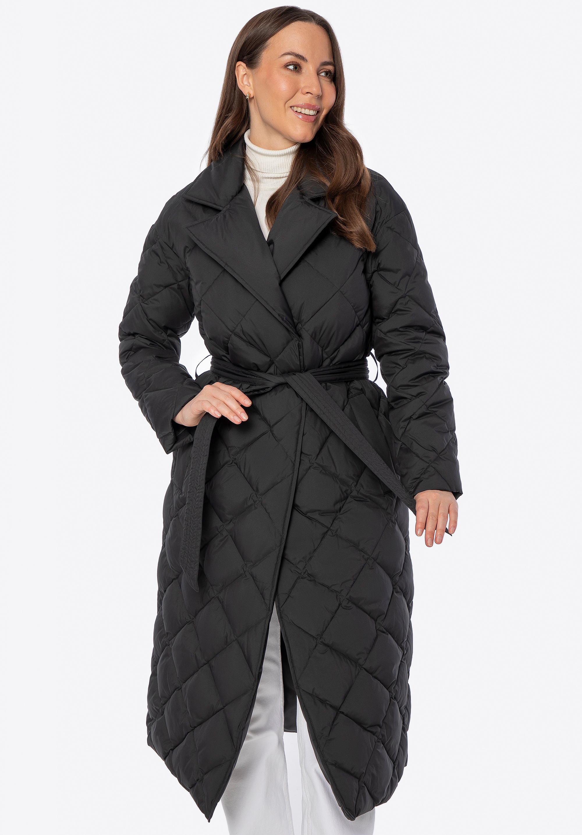 Puchowy płaszcz z naturalnym wypełnieniem czarny