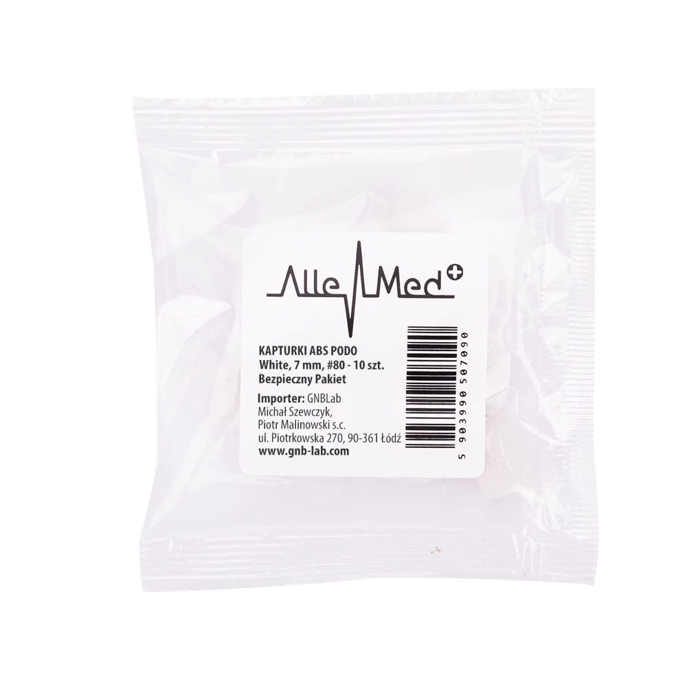 Kapturki do pedicure 7 mm gradacja 80 10 szt ABS Podo AlleMed Biały White