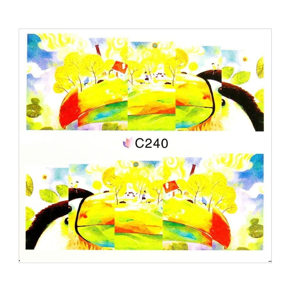 Naklejki wodne do paznokci arkusz 7 x 6,5 cm na 10 palców Nr c240