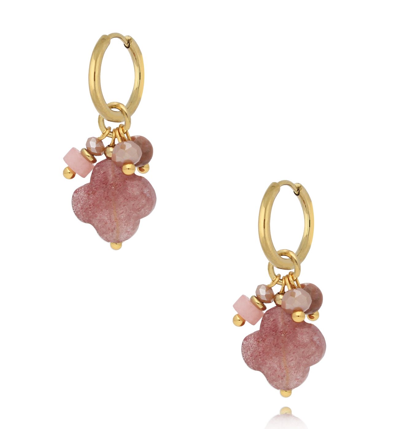 Kolczyki z koniczynkami i kwarcami Creation - By Dziubeka